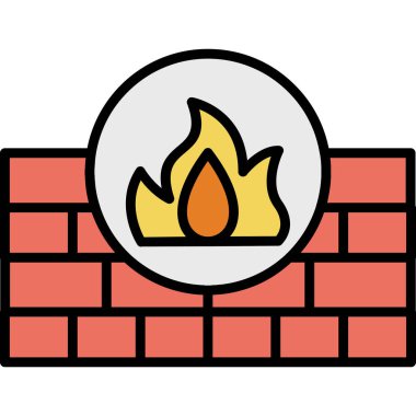 tuğla duvar simgesi, vektör çizimi