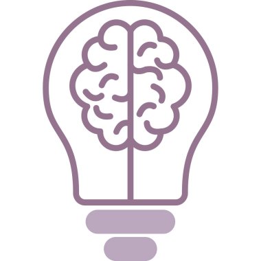 Ampul simgesi ve vektör illüstrasyonlu beyin