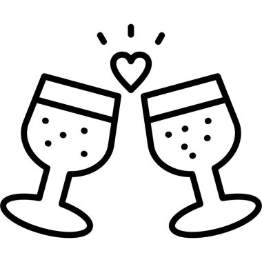 Şampanya bardakları ikonu. Beyaz arkaplanda izole edilmiş web tasarımı için şarap kabı vektör simgesi