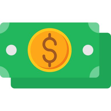 Dolar banknotu düz vektör simgesi dekoru