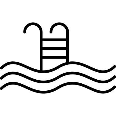 yüzme havuzu vektörü ince çizgi simgesi