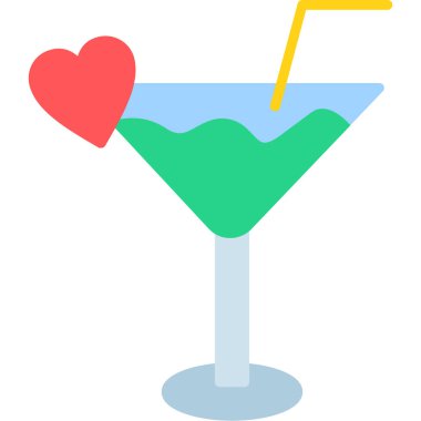 alkollü kokteyl ikonu düz stil