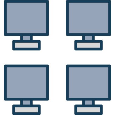 Beyaz arkaplan vektörü izole ögeler üzerinde 4 bilgisayar simgesi