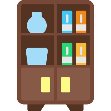 Düz dizaynlı raf simgesi beyaz arkaplanda izole edildi. mobilya ve iç simge hisse senedi temsilciliği.