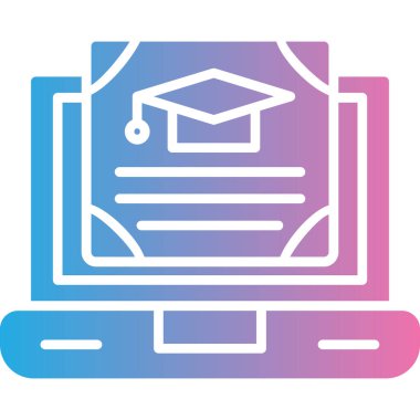 çevrimiçi mezuniyet simgesi vektör illüstrasyonu