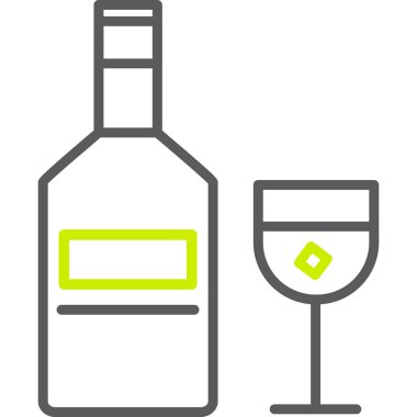 Alkol ikonu. Web için alkol içeceği vektör simgelerinin özet çizimi