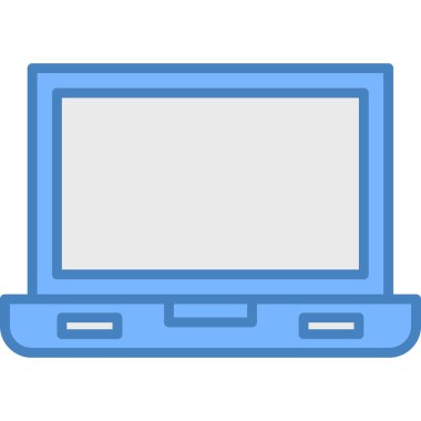 Bilgisayar monitörü simgesi. ana hatlı bilgisayar vektör çizimi renk tasarımı