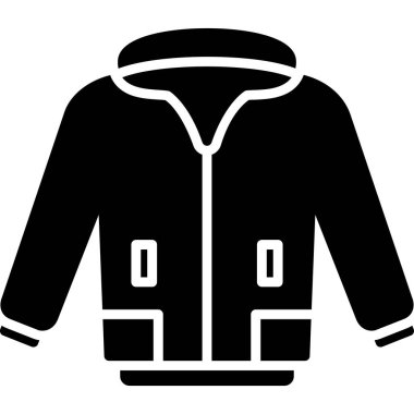 Herhangi bir tasarım için düz stil izole vektör illüstrasyonunda ceket simgesi