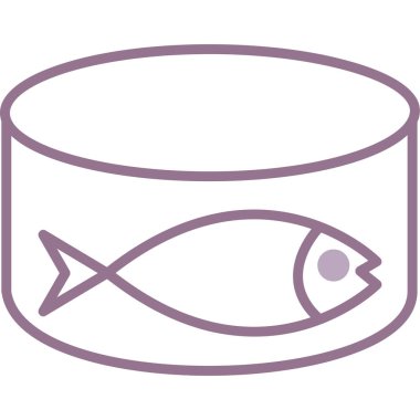 Balık ikonlu kase. vektör illüstrasyonu