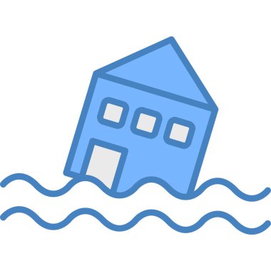 Su baskını. Web simgesi basit illüstrasyon