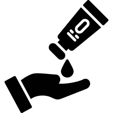 Kan damlası ikonuyla el. vektör illüstrasyonu.