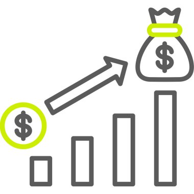 Dolar işareti simgesi, vektör illüstrasyonu, büyüme kavramı