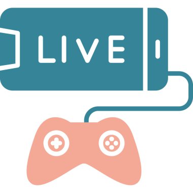 canlı yayın yassı simgesi, vektör, illüstrasyon