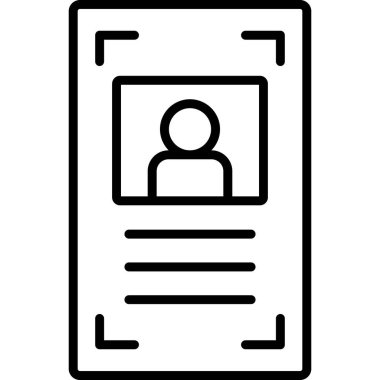 Kimlik kartı simgesi. Beyaz arkaplanda izole edilmiş web tasarımı için özet kimlik kartı vektör simgesi