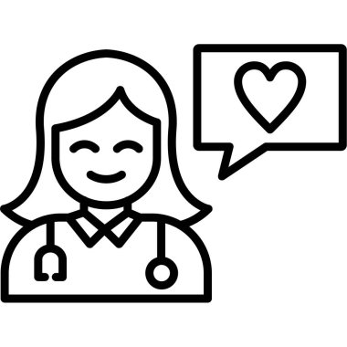 Kalp vektörü çizimi olan doktor hasta