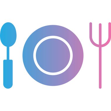 Mavi kaşık ve çatalın vektör çizimi