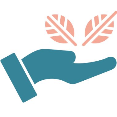 Yapraklar ve el simgesi vektör illüstrasyonu