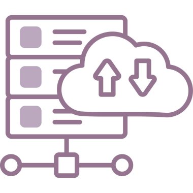 Ana hatlar biçiminde bulut veri depolama simgesi
