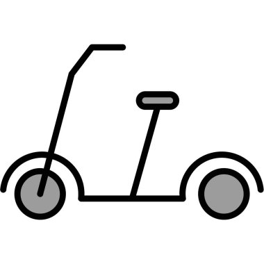 Elektrikli scooter ikonu. Beyaz arkaplanda izole edilmiş web tasarımı için elektrikli scooter vektör simgesinin basit çizimi