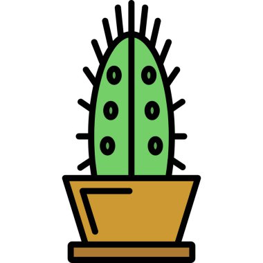 Kaktüs ikonu. Taslak kaktüs vektör simgesi rengi düz izole