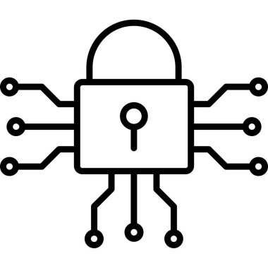 siber kilit simgesi, vektör illüstrasyonu