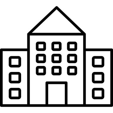 Otel binası ikon vektör illüstrasyonu