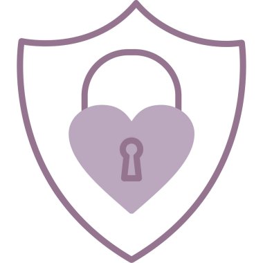 Kalp kilidi simgesi. Basit resimleme