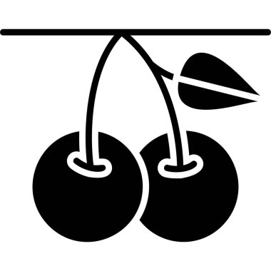 Kiraz ikonu tarafından temsil edilen sağlıklı ve organik gıda konsepti. izole ve düz illüstrasyon