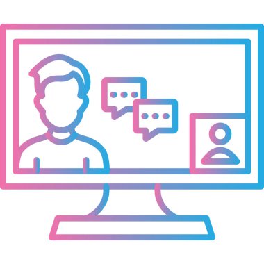 Dizüstü bilgisayar vektör illüstrasyon tasarımı ile video çağrısı