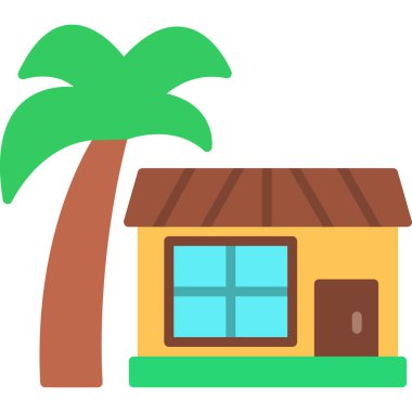 Palmiye ağacı illüstrasyonlu ev