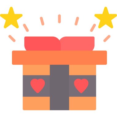 kutu hediye kalp simgesi düz stil