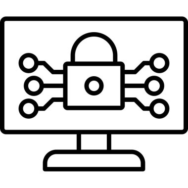 Bilgisayar monitörü simgesi. Beyaz arkaplanda izole edilmiş web tasarımı için ana bilgisayar izleme vektör simgesi