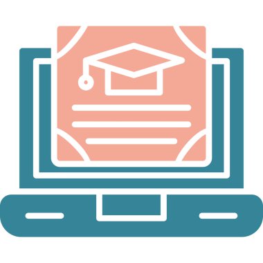 Çevrimiçi eğitim simgesi, vektör illüstrasyonu