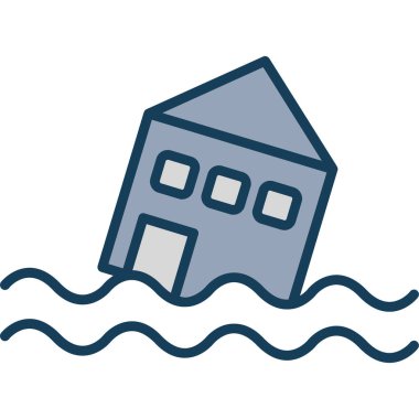 ev sel felaketi simgesi - ana hatlar biçiminde