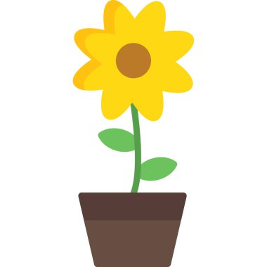 saksıda çiçek, vektör veya renk çizimi