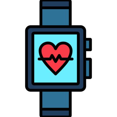 akıllı atan kalp ikonu. Web için akıllı saat vektör simgelerinin özet çizimi