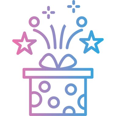 Yıldızlı hediye kutusu ve konfeti simgesi