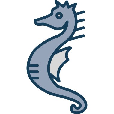 Mavi benekli mavi-beyaz deniz atı çizimi..