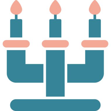 Hanuka menorah simgesi, vektör illüstrasyonu