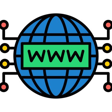 Genel ağ simgesi renk ana hatları vektörü