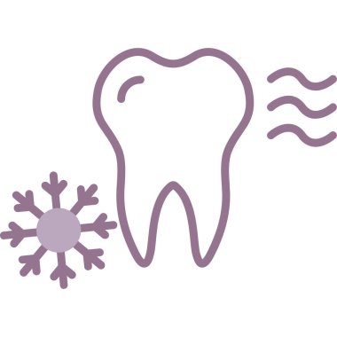 Kar taneleri simgesi olan diş, düz tasarım