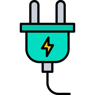 Elektrik prizi simgesi. Taslak elektrik dolgu vektör rengi düz izole