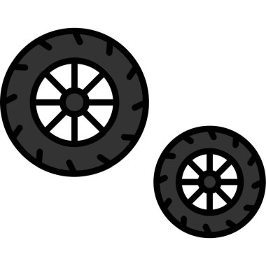 Çizgi film tarzında tekerlek ikonu izole edildi. vektör illüstrasyonu.