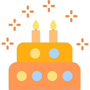 mum doğum günü pasta simgesi düz stil