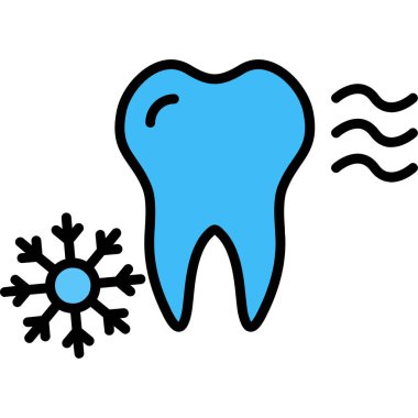 Beyaz arka planda termometresi olan bir dişin vektör çizimi.
