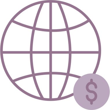 küresel dolar vektör çizgisi renk simgesi