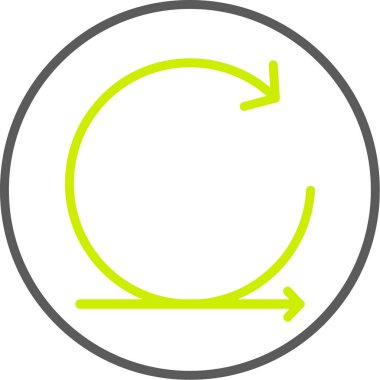 Vektör simgesini geri dönüştür. biçim iki renkli düz simge sembolü, eko yeşil ve gri renkler, yuvarlak açılar, beyaz arkaplan.