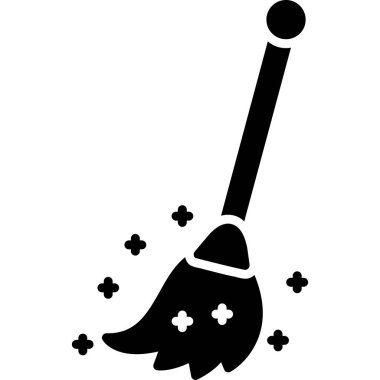 Süpürge ve süpürge vektör simgesi