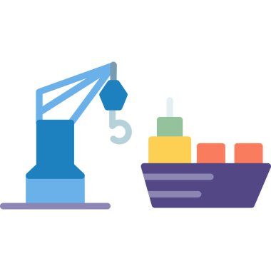 vinç ve kutular simgesi, düz dizayn