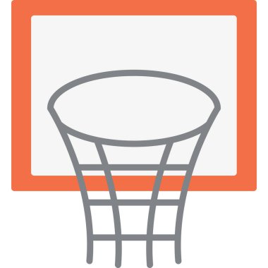 Beyaz arka planda izole edilmiş ana hatlı basketbol potası ikonu. Basketbol sembolü